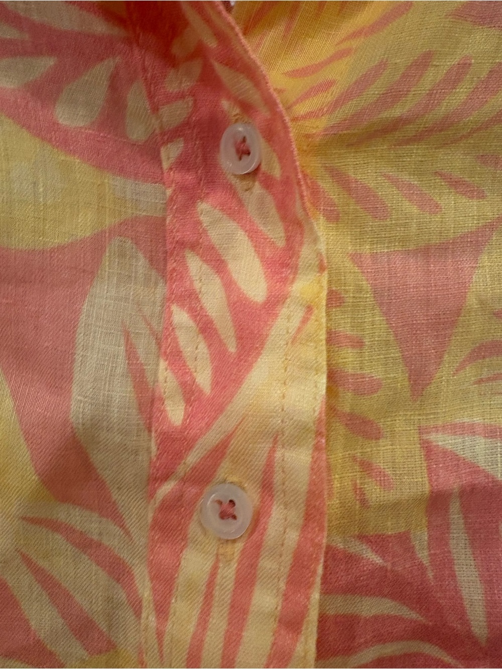Talbots 100% Linen $99.50 NWT Tropical Leaf Button Down Top XS P2P 20” - Picture 5 of 9